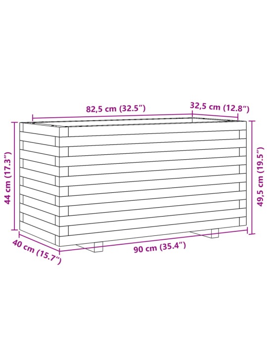 Aia taimekast, 90x40x49,5 cm, ebatsuuga puit