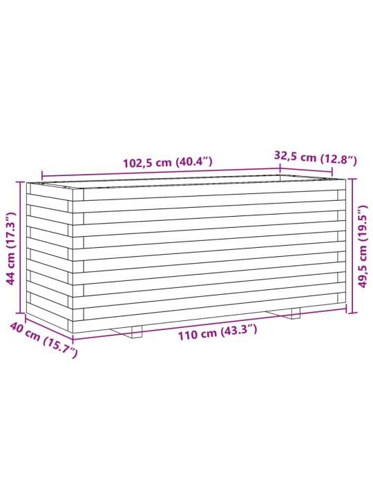 Aia taimekast, 110x40x49,5 cm, männipuit