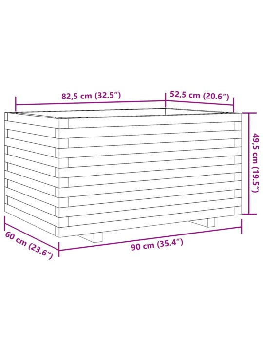 Aia taimekast, 90x60x49,5 cm, ebatsuuga puit