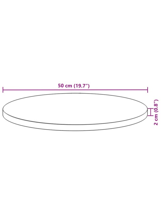 Ümmargune lauaplaat, ø50x2 cm, akaatsiapuit