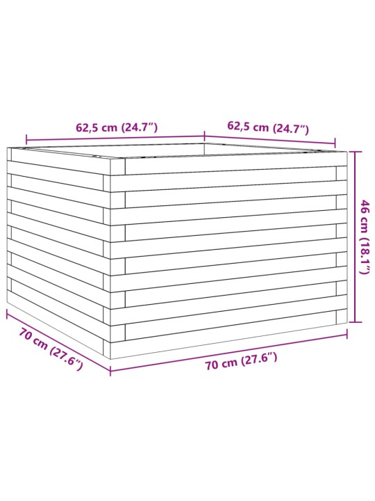 Aia taimekast, valge, 70x70x46 cm, männipuit