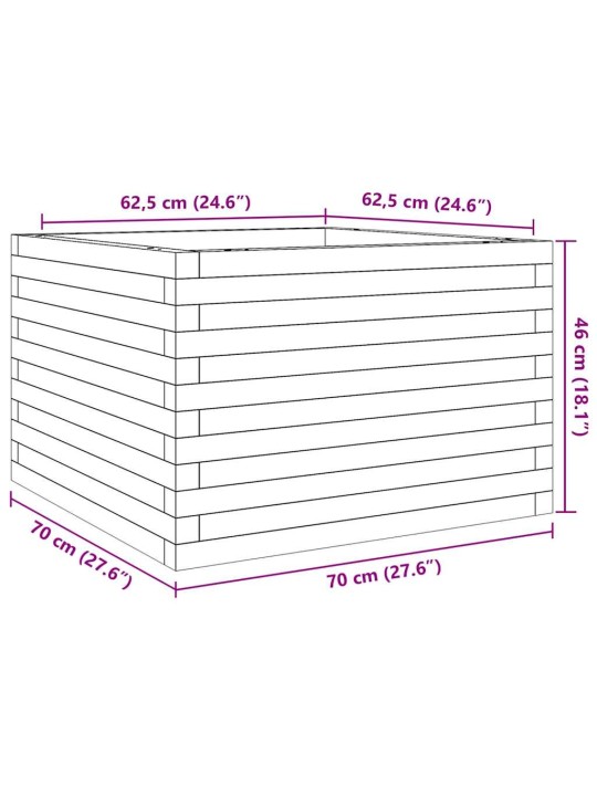 Aia taimekast, 70x70x46 cm, ebatsuuga puit