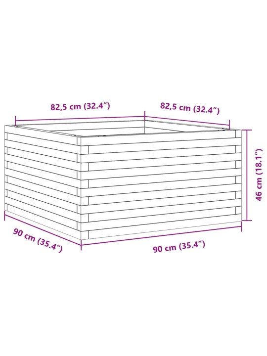 Aia taimekast, 90 x 90 x 46 cm, männipuit