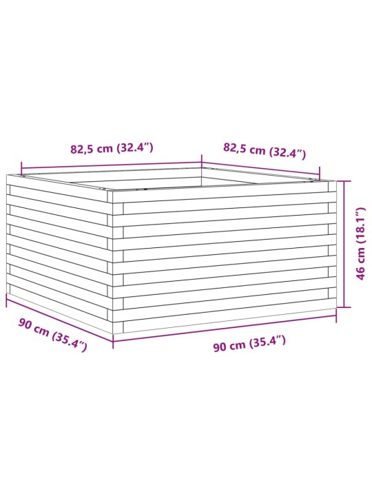 Aia taimekast, valge, 90 x 90 x 46 cm, männipuit