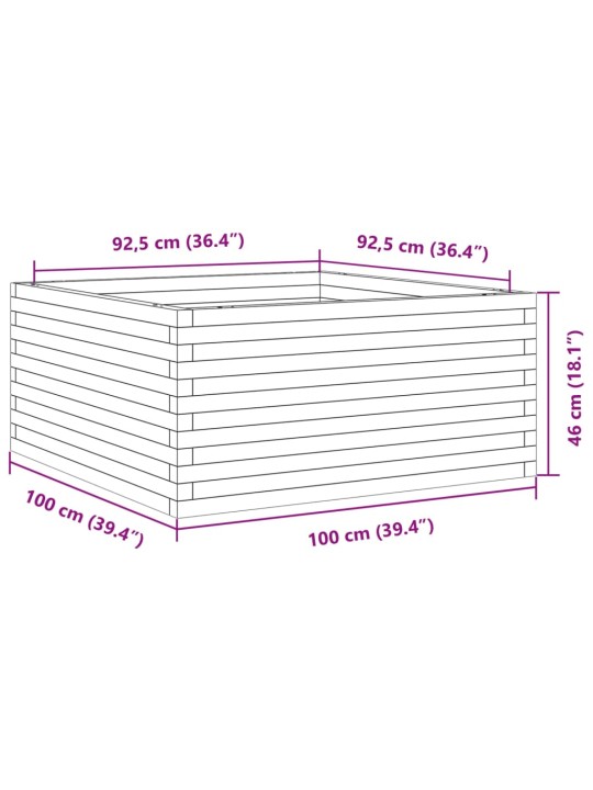 Aia taimekast, valge, 100x100x46 cm, männipuit