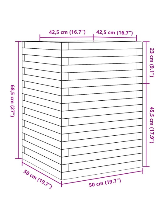 Aia taimekast, 50x50x68,5 cm, ebatsuuga puit