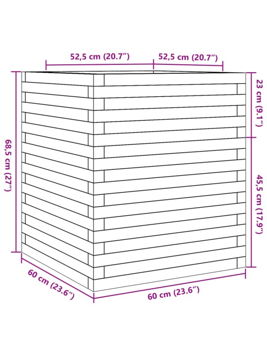 Aia taimekast, valge, 60x60x68,5 cm, männipuit