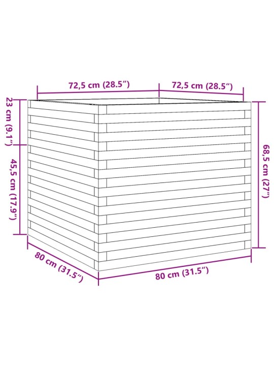 Aia taimekast, 80 x 80 x 68,5 cm, männipuit