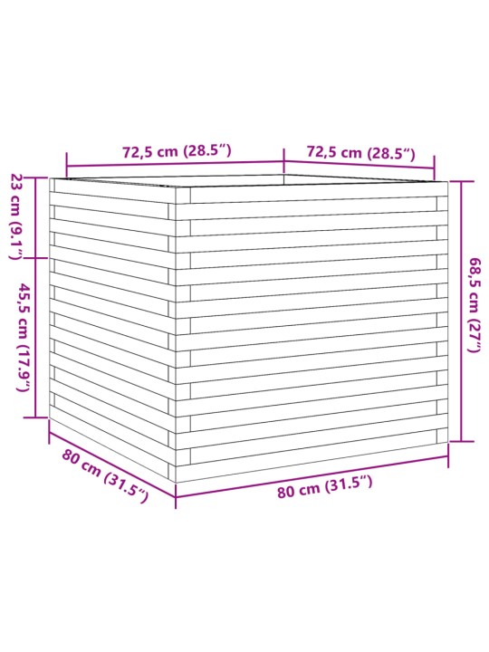 Aia taimekast, valge, 80 x 80 x 68,5 cm, männipuit