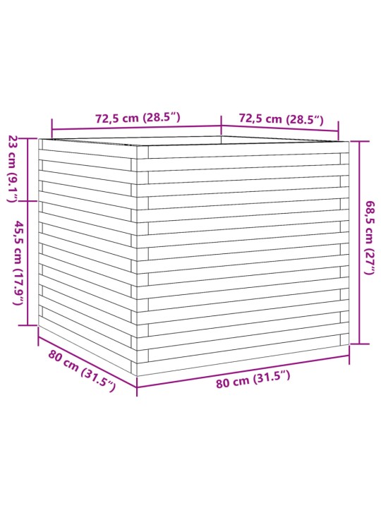 Aia taimekast, 80x80x68,5 cm, immutatud männipuit