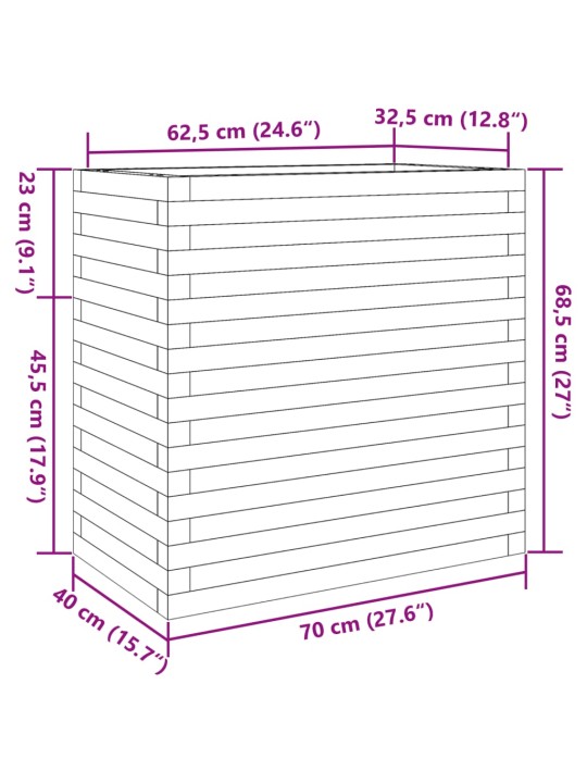 Aia taimekast, valge, 70x40x68,5 cm, männipuit