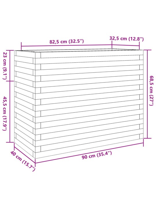 Aia taimekast, 90x40x68,5 cm, ebatsuuga puit