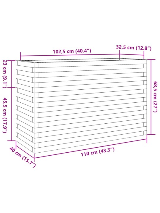 Aia taimekast, 110x40x68,5 cm, männipuit