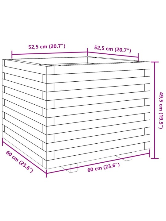 Aia taimekast, valge, 60x60x49,5 cm, männipuit