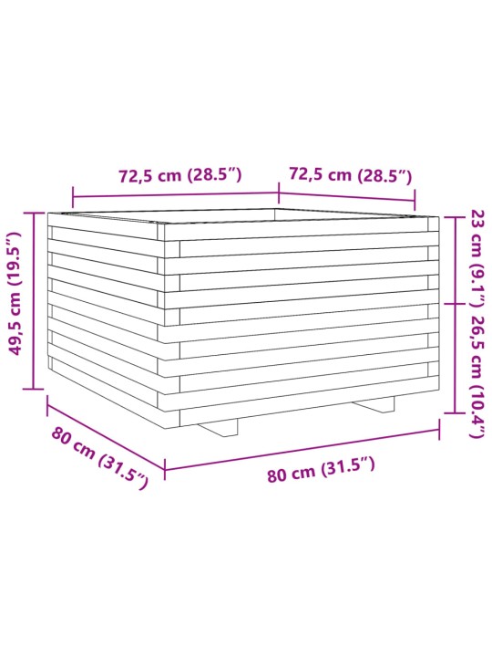 Aia taimekast, 80x80x49,5 cm, ebatsuuga puit