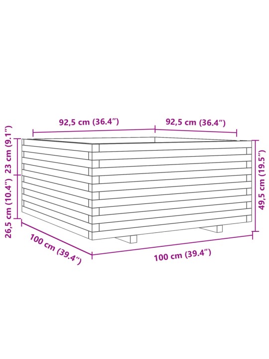 Aia taimekast, valge, 100x100x49,5 cm, männipuit