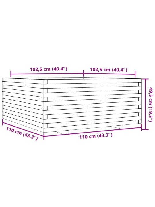 Aia taimekast, 110x110x49,5 cm, ebatsuuga puit