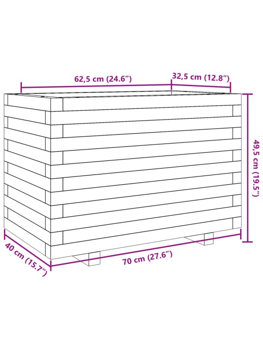 Aia taimekast, 70x40x49,5 cm, ebatsuuga puit