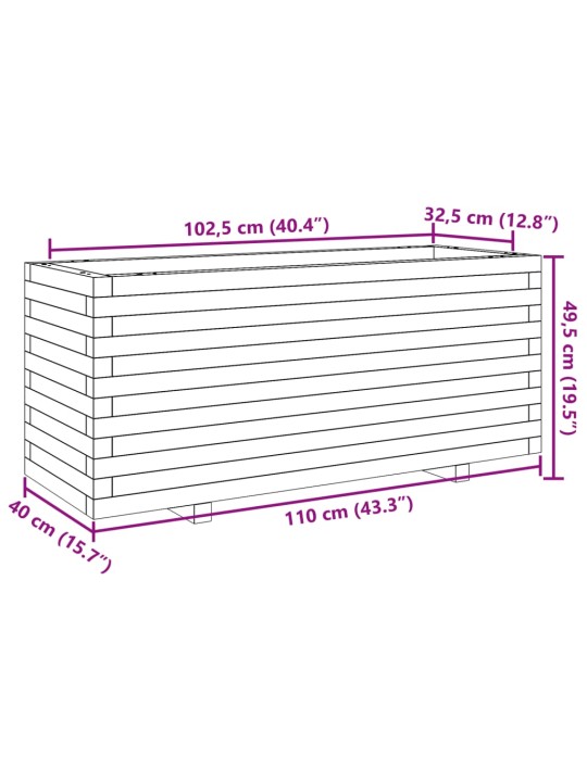 Aia taimekast, valge, 110x40x49,5 cm, männipuit