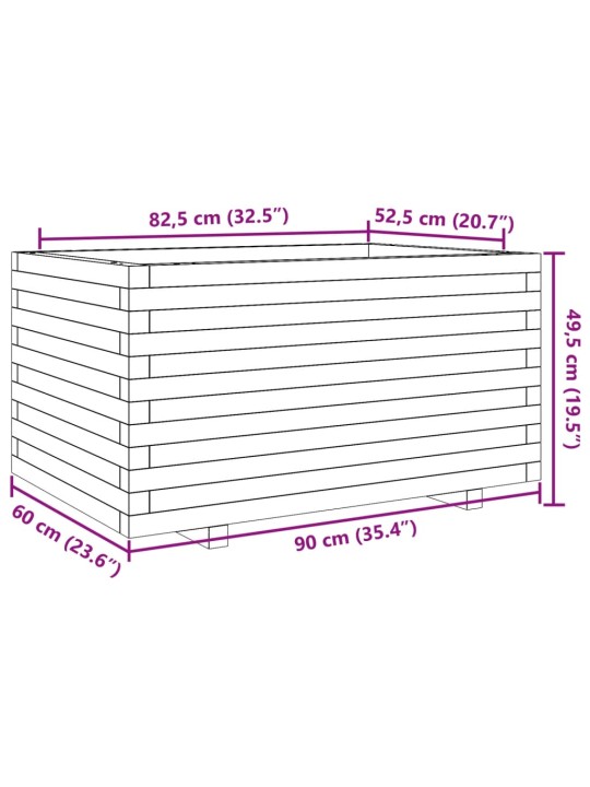 Aia taimekast, valge, 90x60x49,5 cm, männipuit