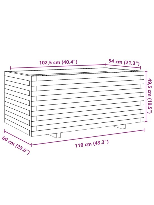 Aia taimekast, 110x60x49,5 cm, männipuit