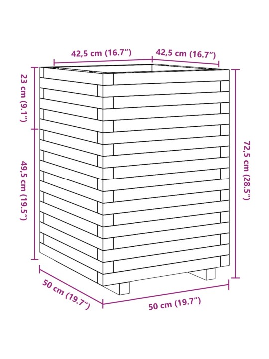 Aia taimekast, valge, 50x50x72,5 cm, männipuit