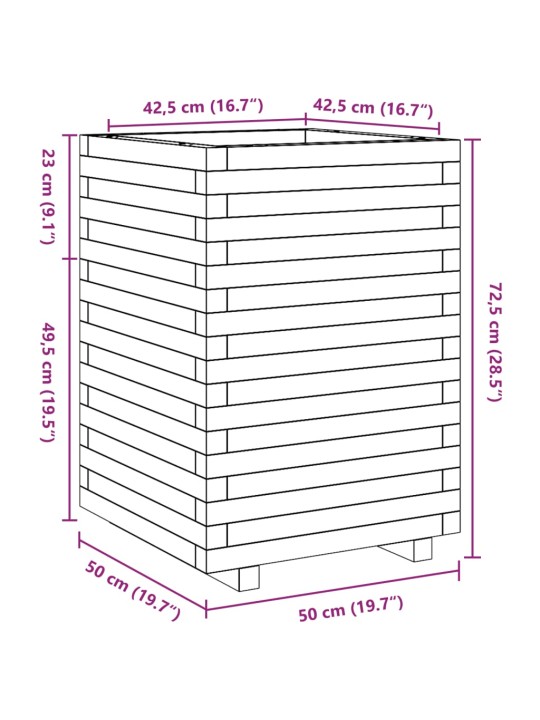 Aia taimekast, 50x50x72,5 cm, immutatud männipuit