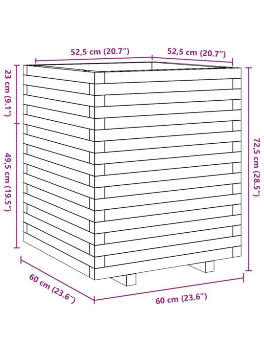 Aia taimekast, valge, 60x60x72,5 cm, männipuit