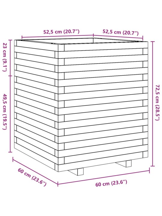 Aia taimekast, vahapruun, 60x60x72,5 cm, männipuit