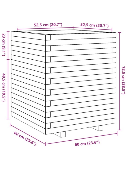 Aia taimekast, 60x60x72,5 cm, immutatud männipuit