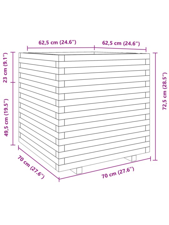 Aia taimekast, 70x70x72,5 cm, männipuit