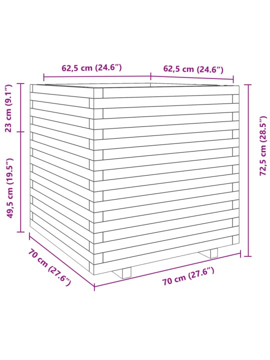 Aia taimekast, valge, 70x70x72,5 cm, männipuit