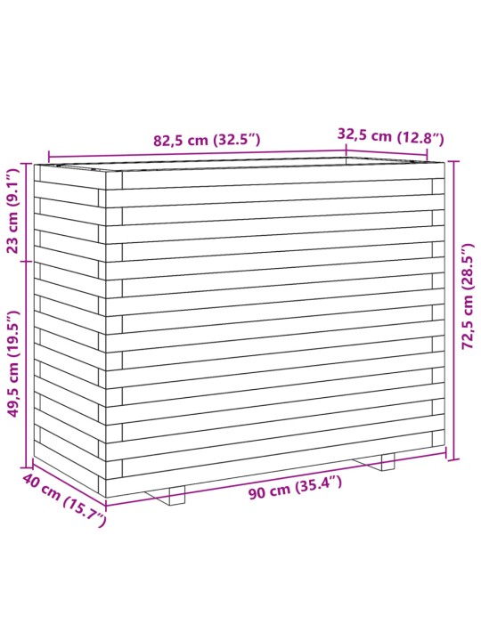 Aia taimekast, 90x40x72,5 cm, männipuit