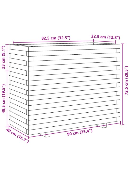 Aia taimekast, valge, 90x40x72,5 cm, männipuit