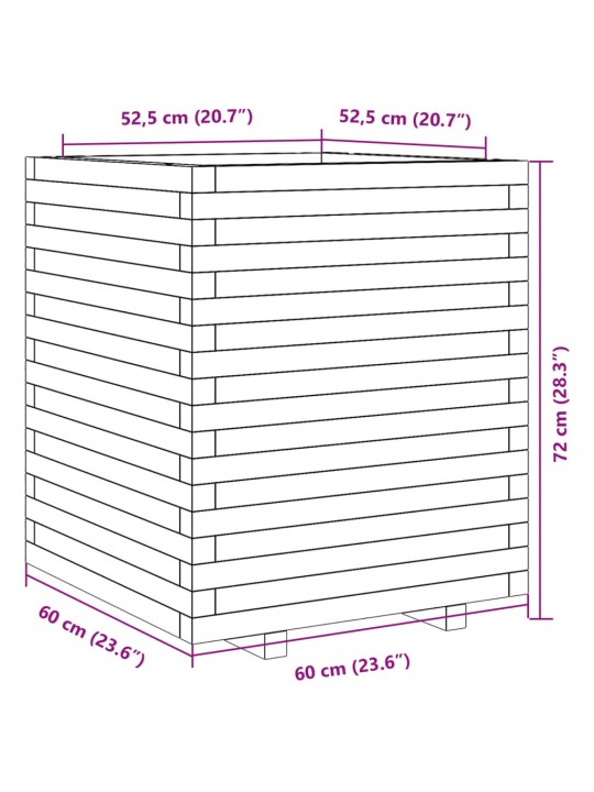 Aia taimekast, valge, 60x60x72 cm, männipuit