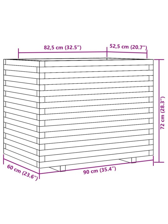 Aia taimekast, valge, 90x60x72 cm, männipuit