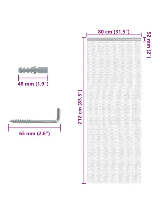 Kettidest putukavõrk uksele, 80x212 cm, alumiinium