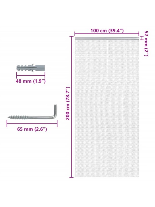 Kettidest putukavõrk uksele, 100x200 cm, alumiinium