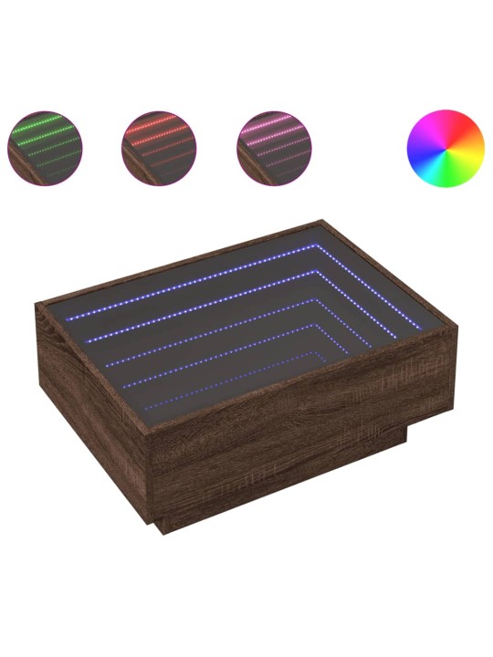 Kohvilaud LEDiga, pruun tamm, 70 x 50 x 30 cm, tehispuit