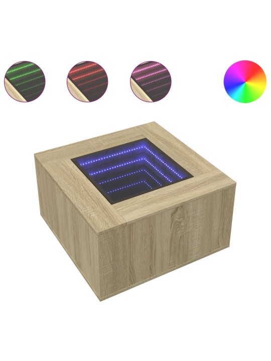Kohvilaud LEDiga, sonoma tamm, 60x60x40 cm tehispuit