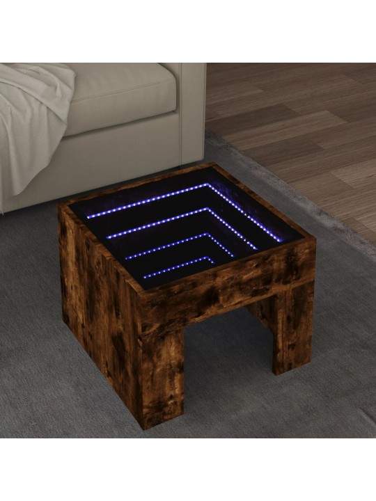 Kohvilaud LED-tuledega, suitsutatud tamm, 40x40x30 cm