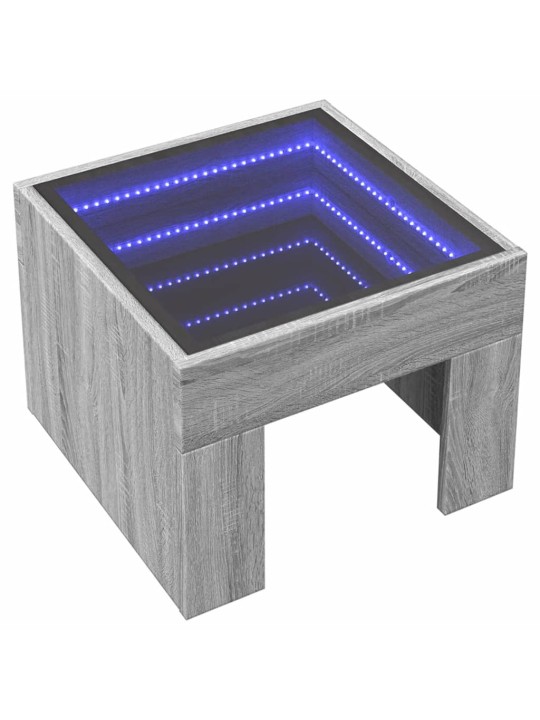 Kohvilaud LED-tuledega, hall sonoma tamm, 40x40x30 cm