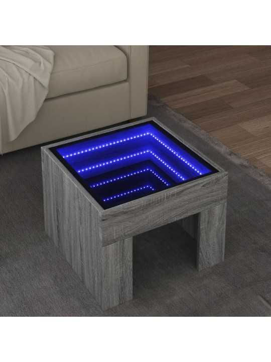 Kohvilaud LED-tuledega, hall sonoma tamm, 40x40x30 cm