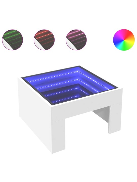 Kohvilaud LED-tuledega, valge, 50x50x30 cm