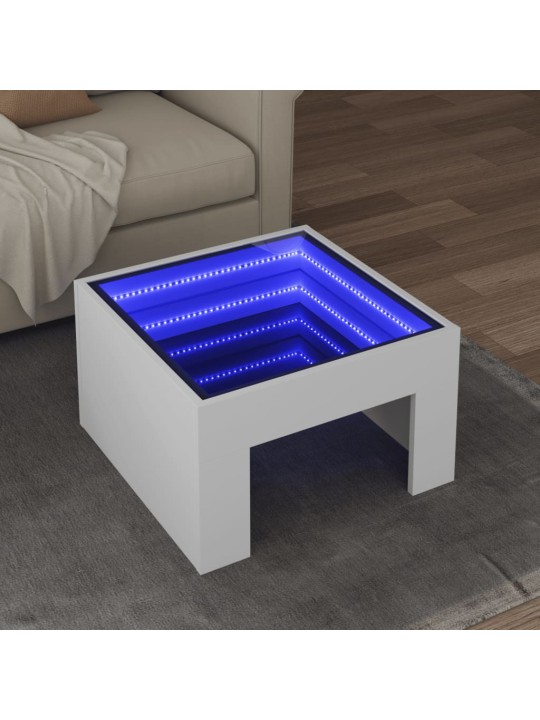 Kohvilaud LED-tuledega, valge, 50x50x30 cm