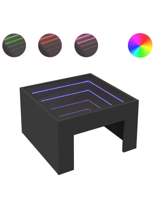 Kohvilaud LED-tuledega, must, 50x50x30 cm