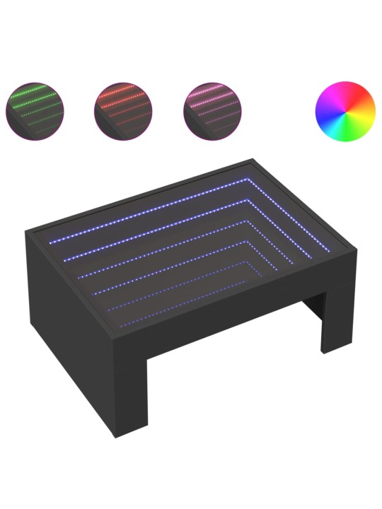 Kohvilaud LED-tuledega, must, 70x50x30 cm