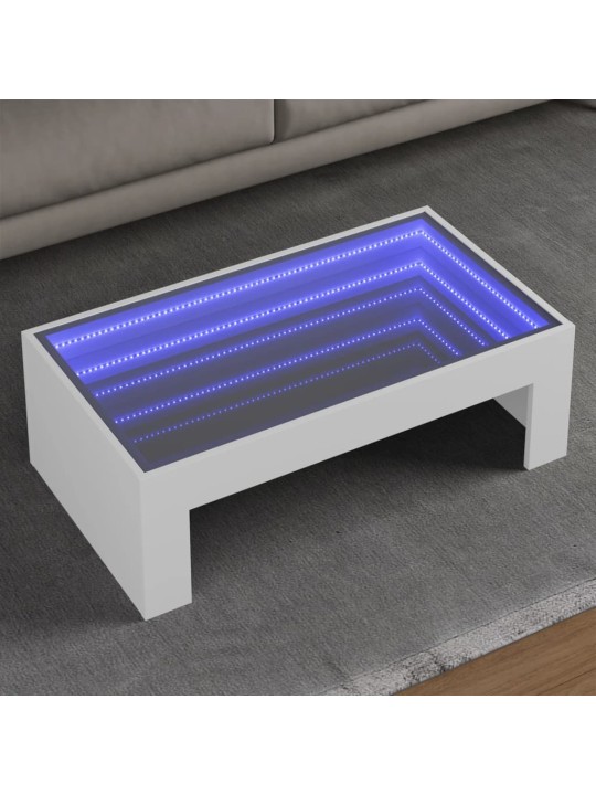 Kohvilaud LED-tuledega, valge, 90x50x30 cm