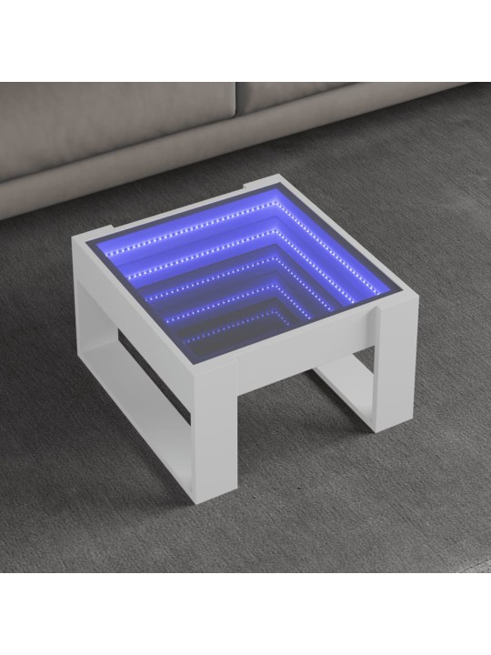 Kohvilaud LED-tuledega, valge, 50x53x30 cm