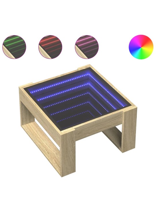 Kohvilaud LED-tuledega, sonoma tamm, 50x53x30 cm